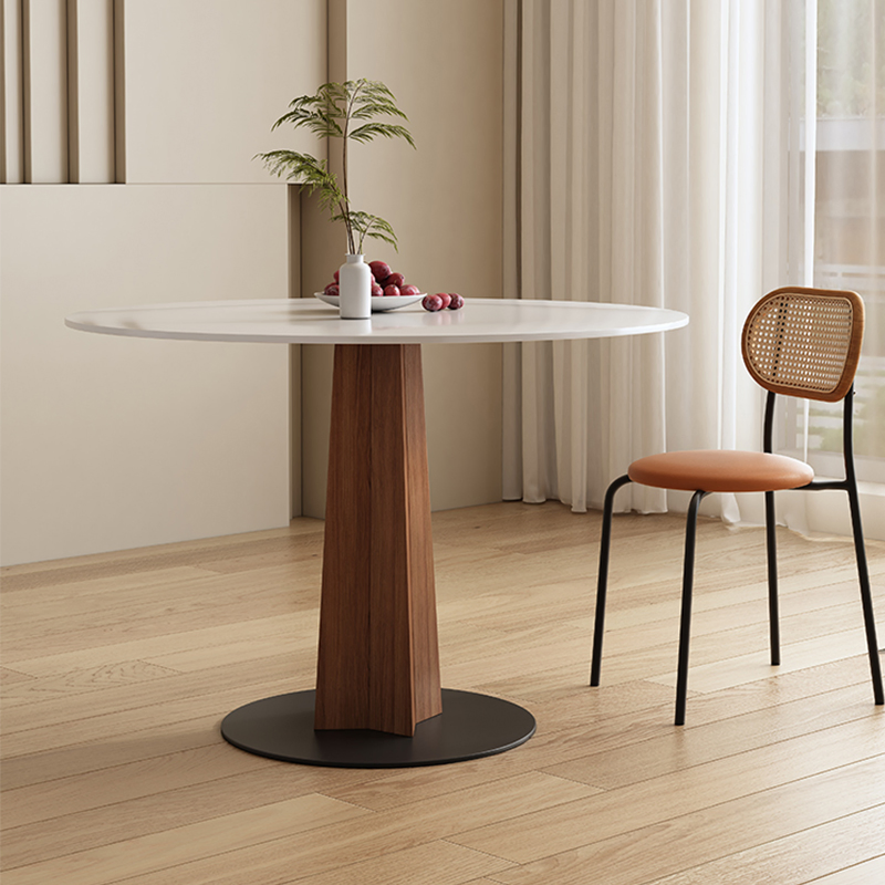 Chinese Factory Luxury 90cm to 120cm Diameter Round Dining Table Set with Carbon Steel Leg for Kitchen