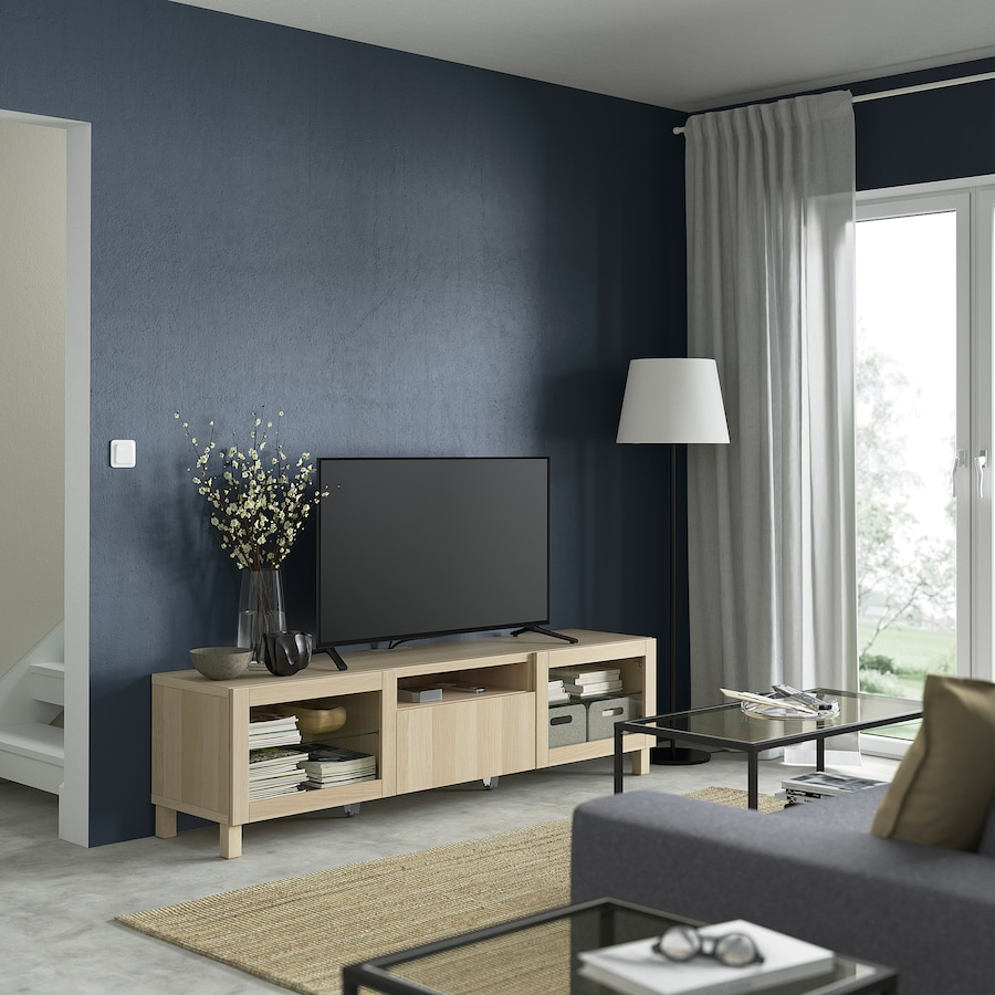 Contemporary TV Cabinet Television Stand Media Storage Console Organizer