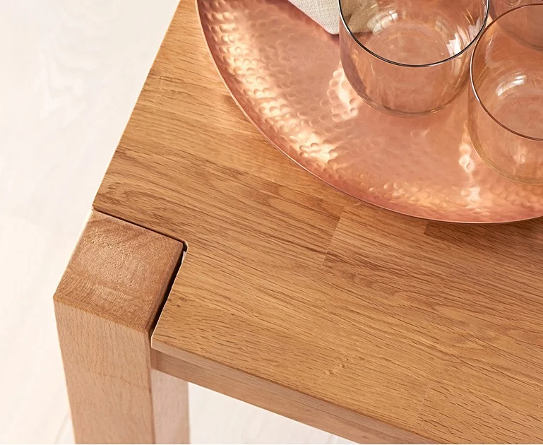 Chinese Wholesale Customized Natural Oak 150cm Rectangle Extending Table Wooden Home Dining Room Restaurant Modern Extension Ding Table