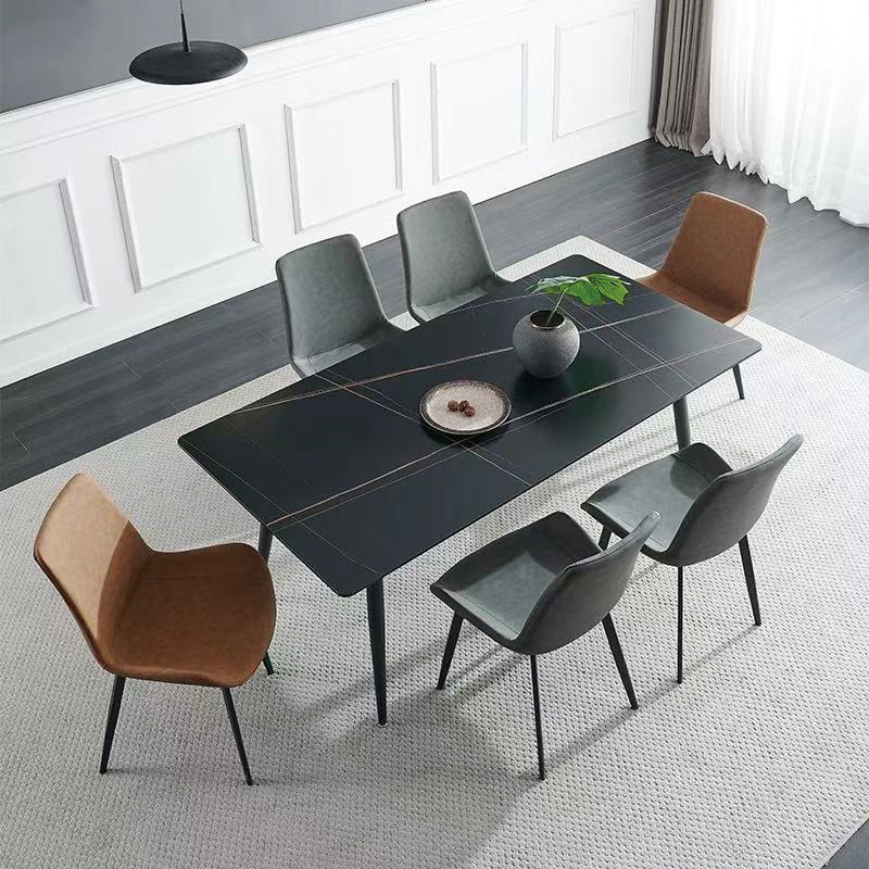 Chinese Foshan Factory: Marble Rectangle and Stainless Steel Leg Dining Tables and Chairs for High Quality Bulk Order Modern Restaurant Furniture