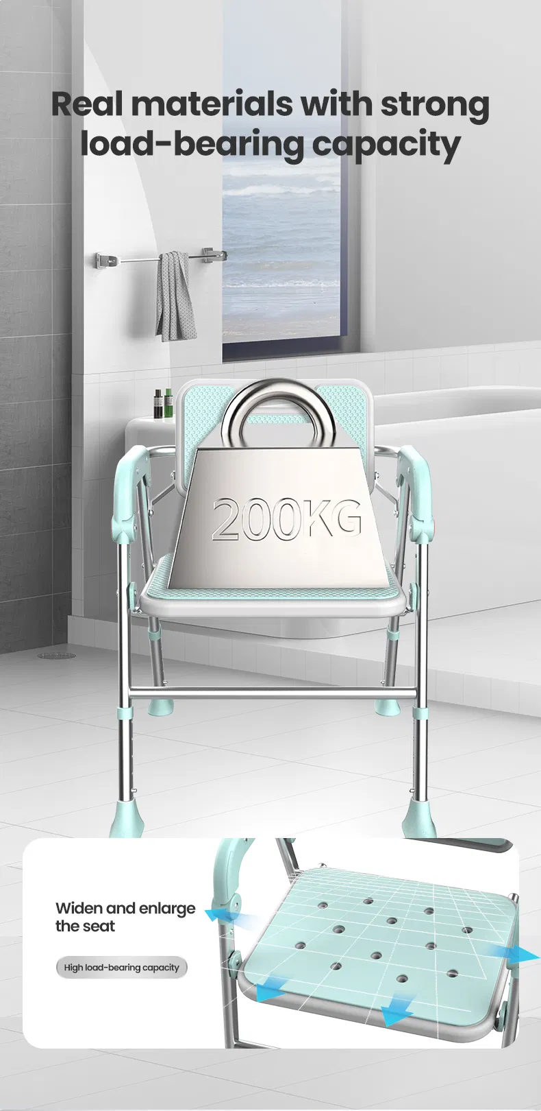 Space-Saving Folding Shower Chair Patent Wide-Stance Anti-Tip Base