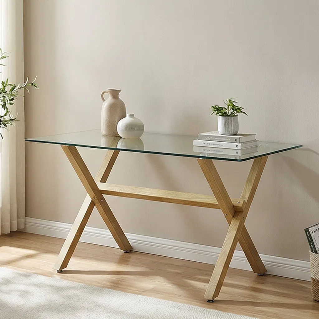 Hot Sale Chinese Wholesale Home Furniture Modern Tempered Transparent Square Glass Dining Table