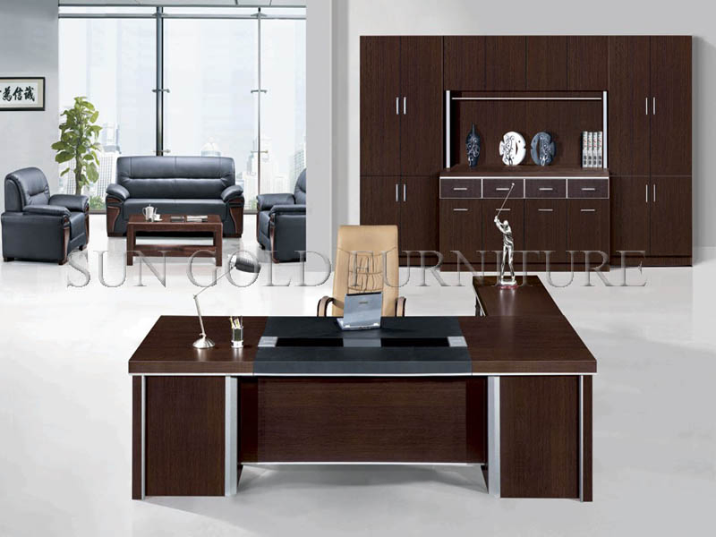 Modern Chinese Office Furniture Panel Black Executive Desk Table