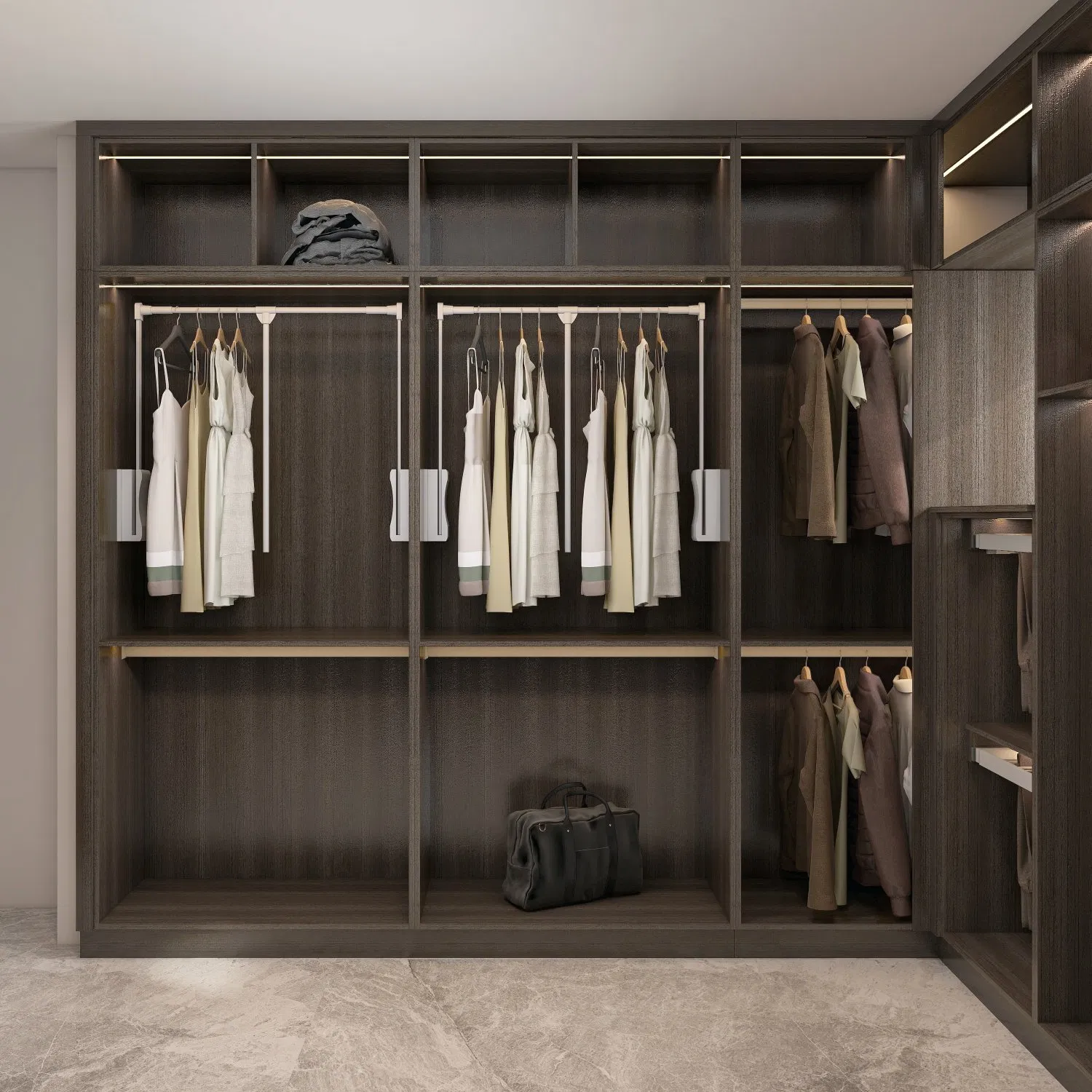 Custom Modern Chinese Simple Cabinet Closet Open Style Hotel Villa Furniture Bedroom Wooden Doors Storage Ideas Wardrobe