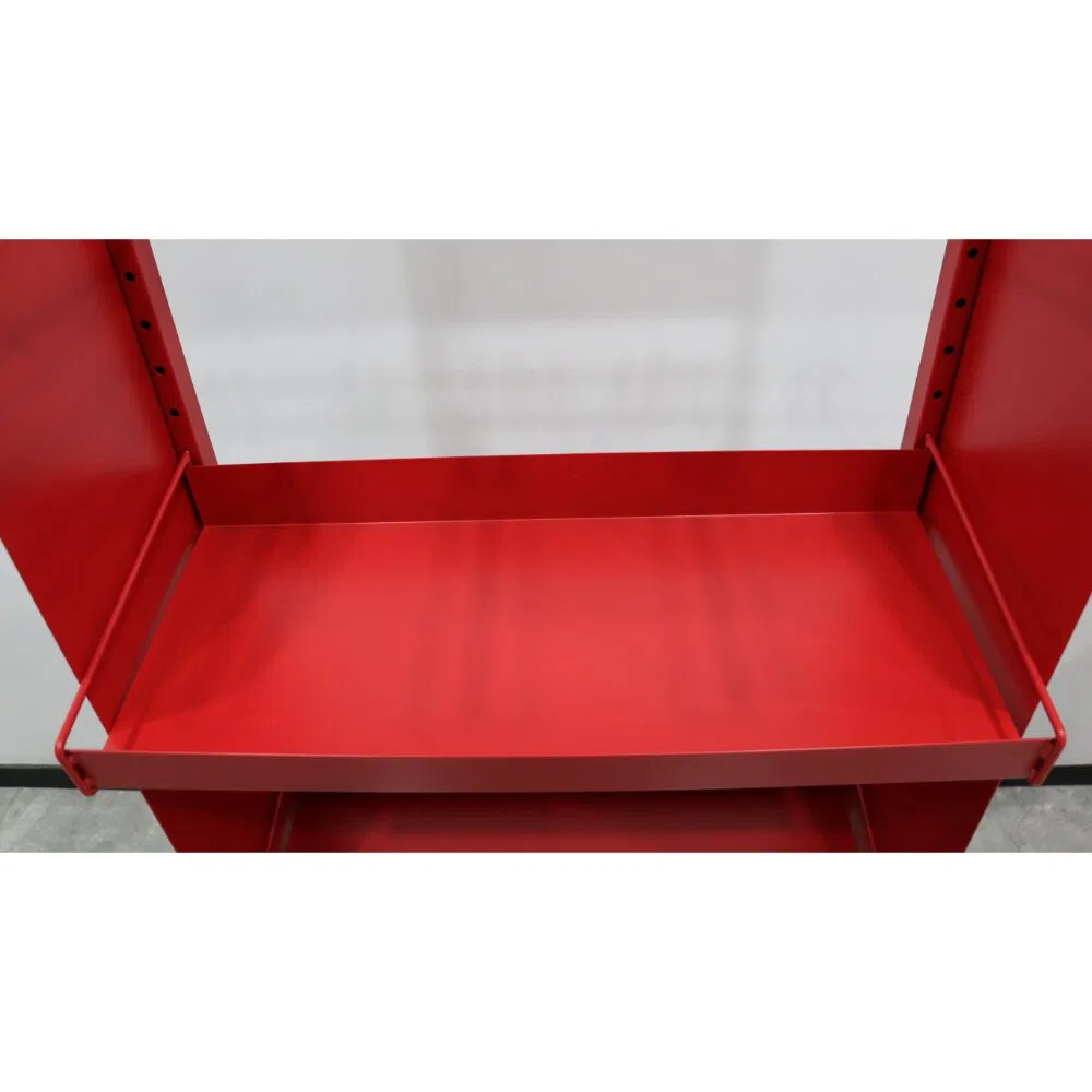 Chinese Factory Metal Gondola Floor Display Stand with Adjustable Hooks Shelf