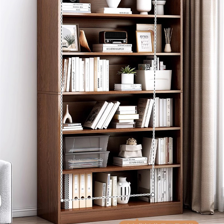 Modern Custom Wood Bookshelf 4 Shelf 1 Cabinet Round Chinese Bookcase