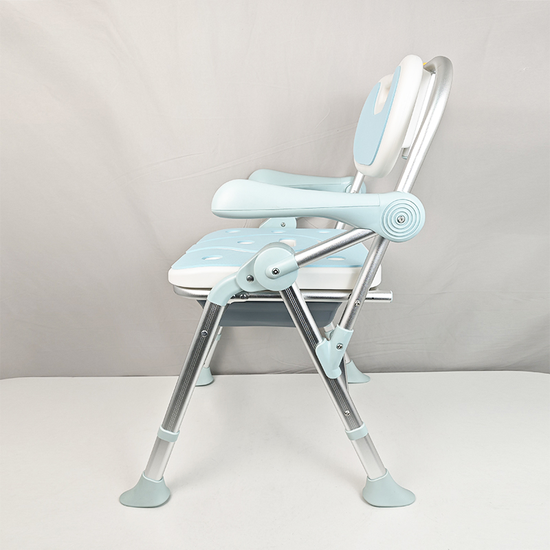 Highly Bathroom Foldable 4-Level Height Adjustable Shower Commode Chair