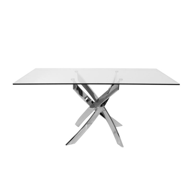 Wholesale Chinese Dining Furniture Simple Design Glass Top Metal Leg Dining Table Restaurant Table