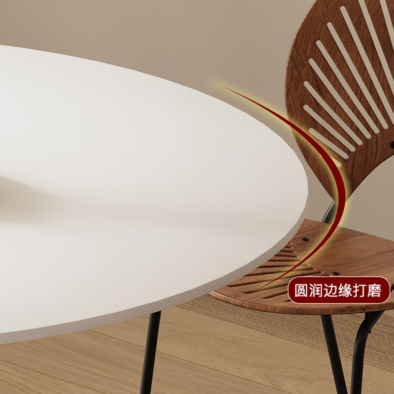 Chinese Factory Luxury 90cm to 120cm Diameter Round Dining Table Set with Carbon Steel Leg for Kitchen