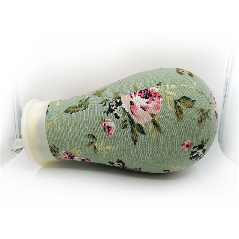 Print Flower Canvas Covered Block Mannequin Wig Stand Head Training Doll Head