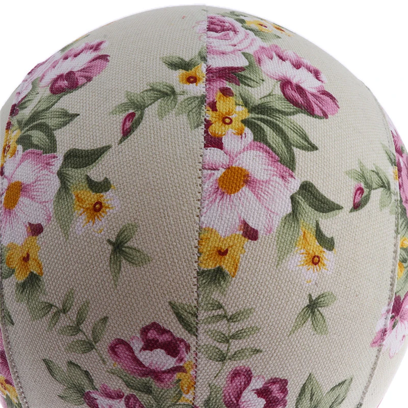 Print Flower Canvas Covered Block Mannequin Wig Stand Head Training Doll Head
