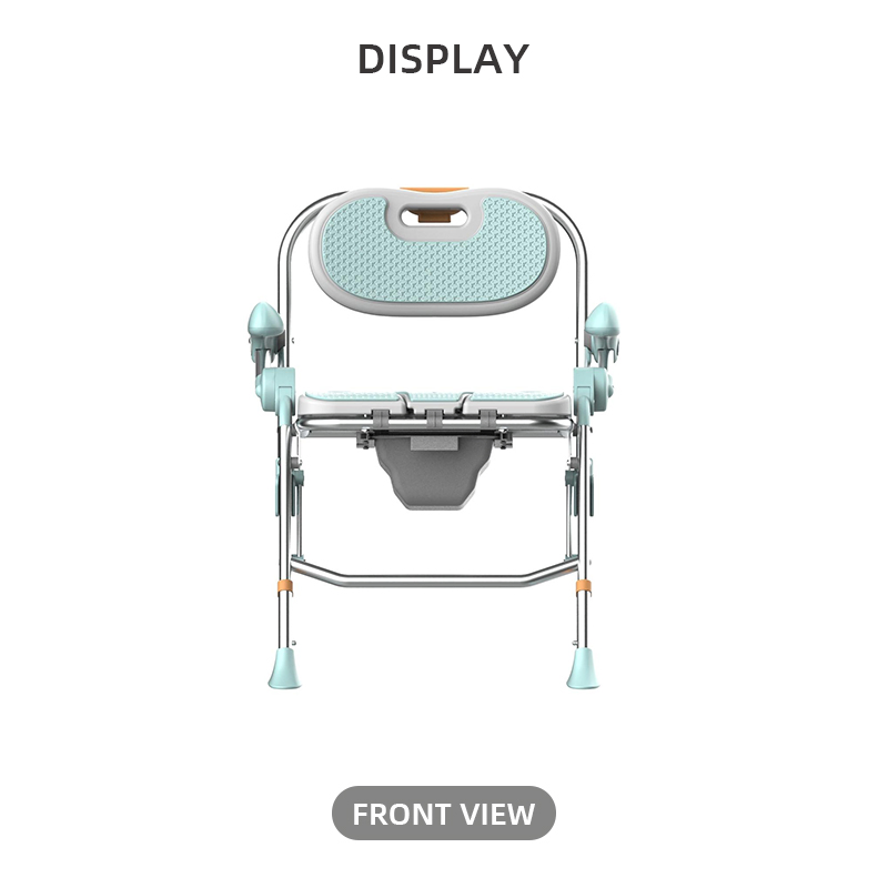 Highly Bathroom Foldable 4-Level Height Adjustable Shower Commode Chair