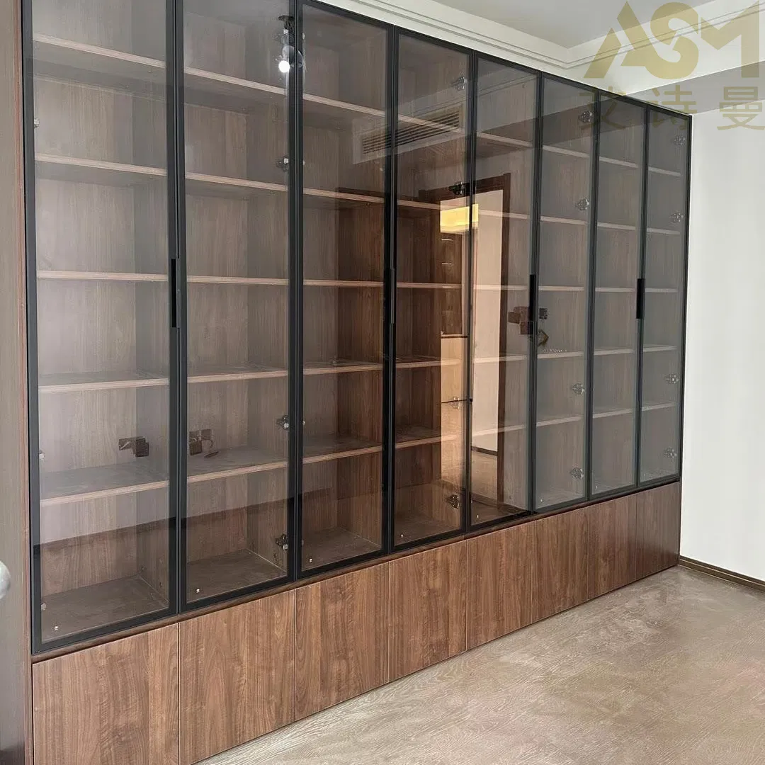 Glass Door Open Illuminated Multi-Layered Storage Library Office Chinese Bookshelf/Bookcase