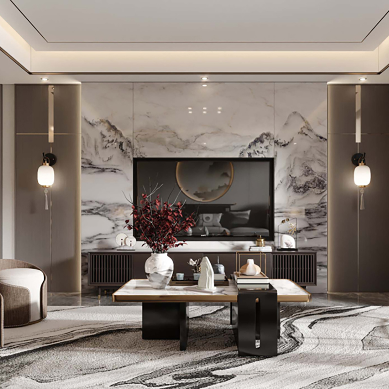 Modern Luxury Media Console Cabinet for Living Room Solid Wood Antique White Chinese Suspended TV Cabinet Ideas Design