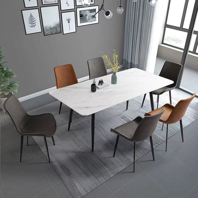 Chinese Foshan Factory: Marble Rectangle and Stainless Steel Leg Dining Tables and Chairs for High Quality Bulk Order Modern Restaurant Furniture