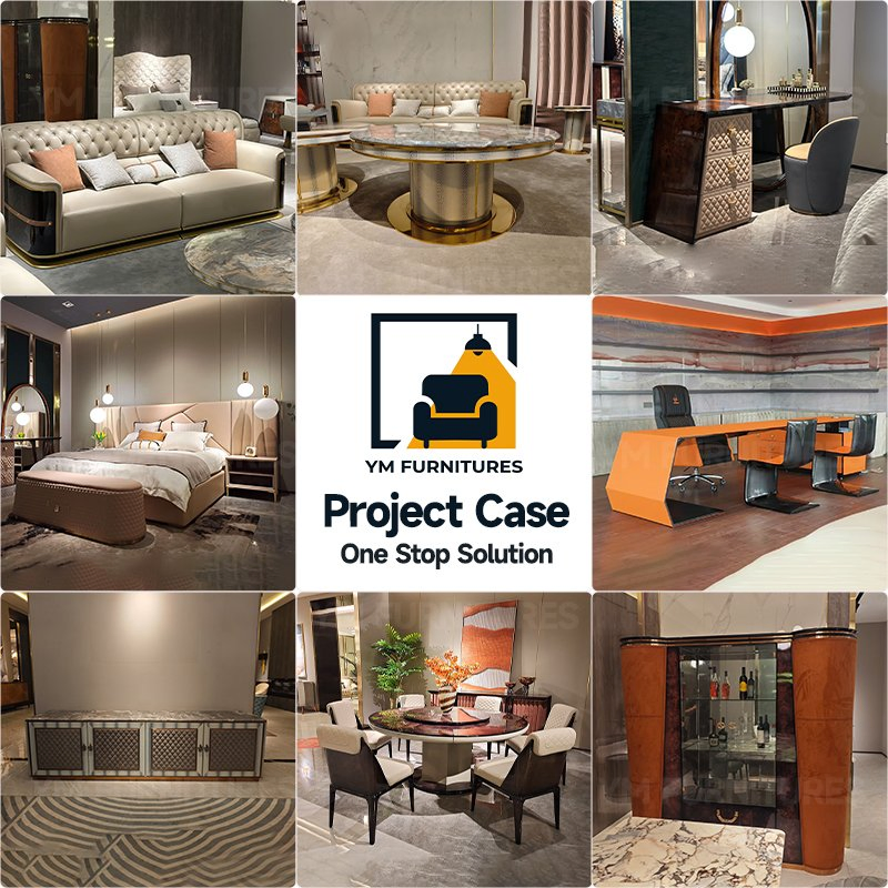 Custom Chinese Style Design Silk-Road Retro Solid Wooden Rectangular Dining Table with Gold Decor