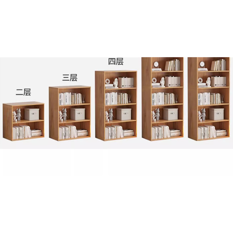 Modern Custom Wood Bookshelf 4 Shelf 1 Cabinet Round Chinese Bookcase