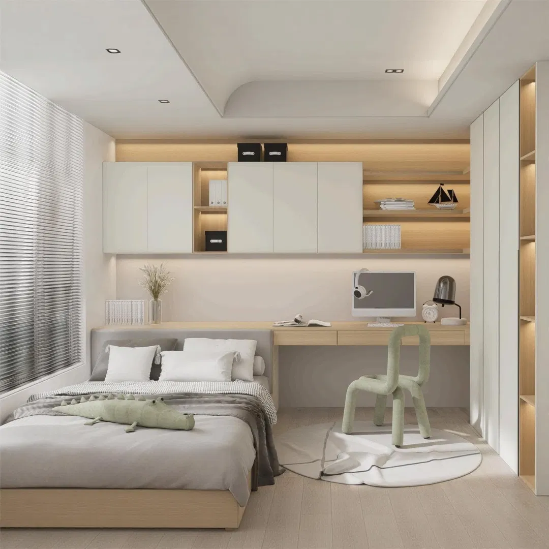 Solid Wood Bedroom Wardrobe with Natural Wood Veneer Satin Finish New Chinese Style Soft Close Hinge Wear Resistant