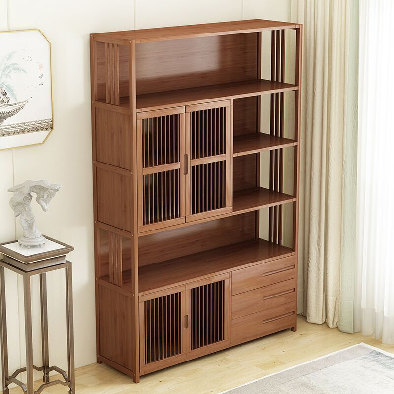 Modern Factory Direct Simple Chinese Bamboo Antique Storage Carbinet Wooden Bookshelves Bookcase