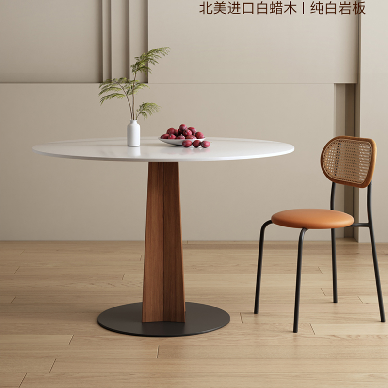Chinese Factory Luxury 90cm to 120cm Diameter Round Dining Table Set with Carbon Steel Leg for Kitchen