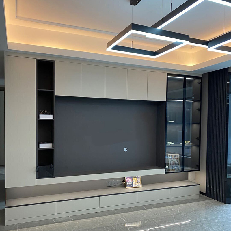 Chinese Modern Design White Wooden Furniture Wall Mount TV Cabinet Customized Console Audio Rack Cabinet