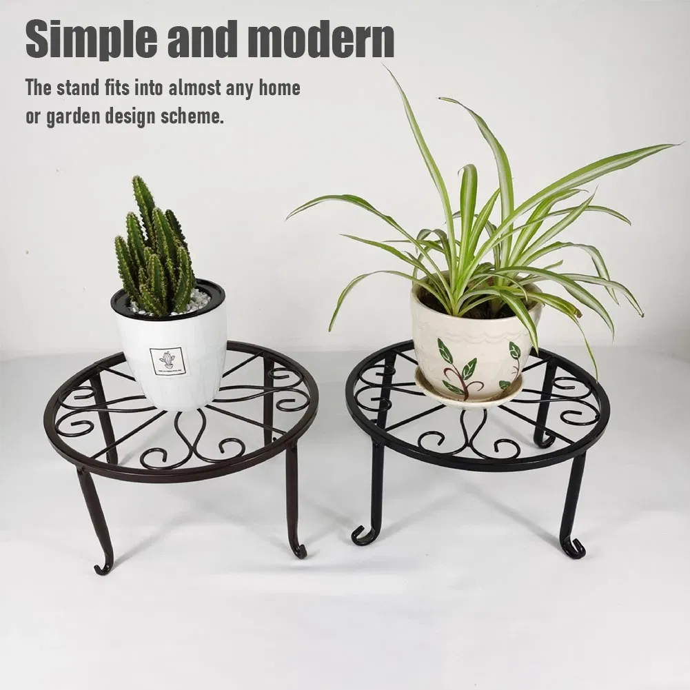 Display Shelf Stool Rustproof Home Decor Table Indoor Outdoor Durable Garden Round Plant Stand Retro Flower Pot Iron Holder