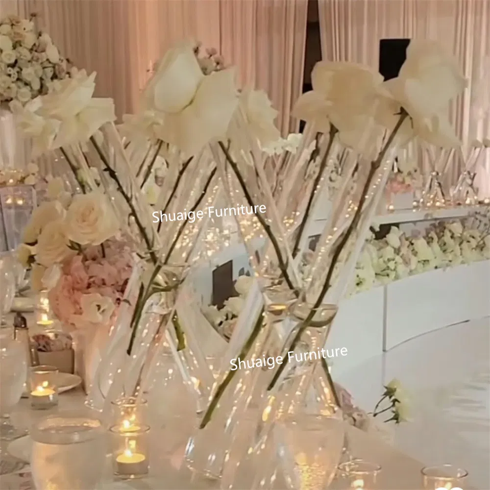 Modern Hotel Wedding Party Furniture Glass Flower Stand