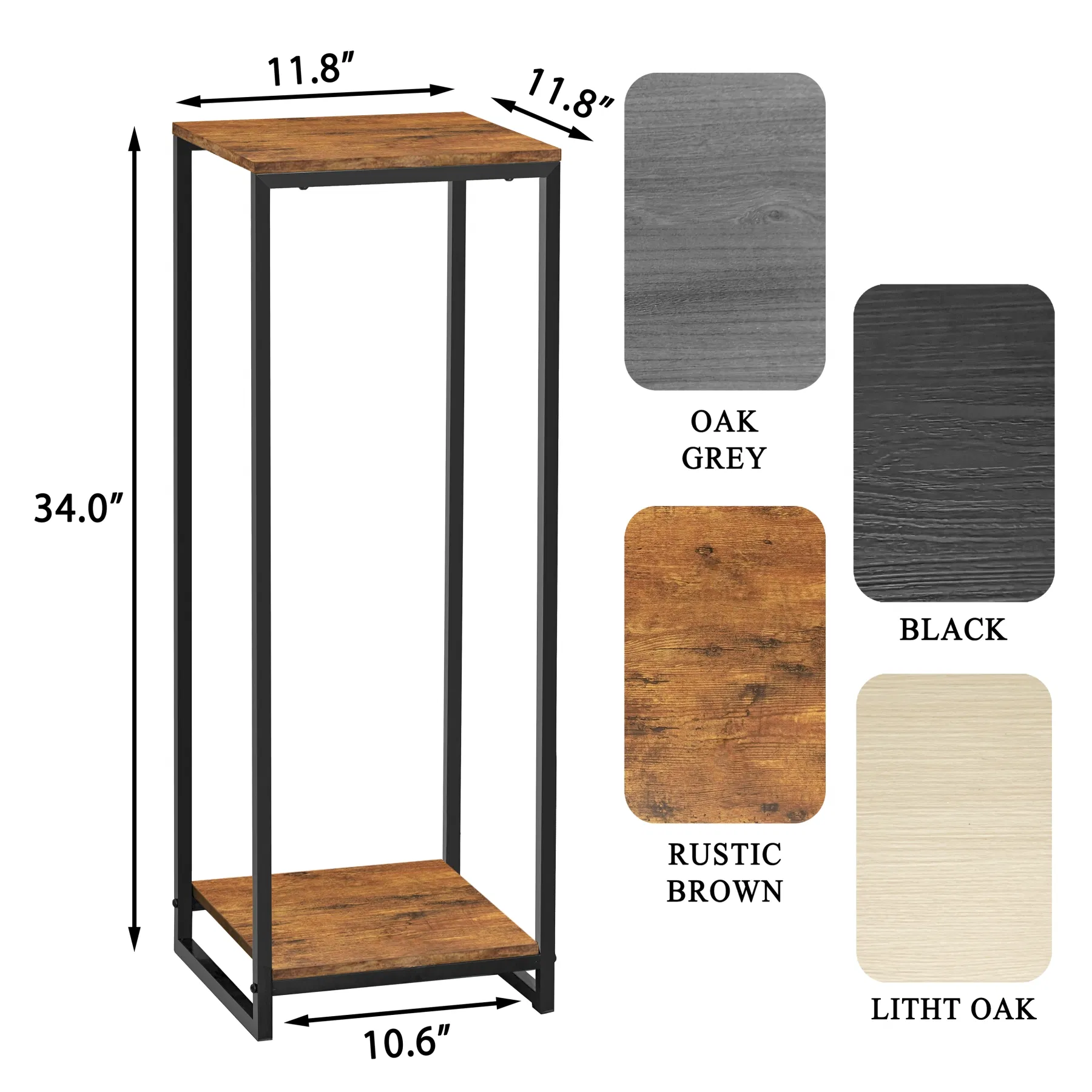 2-Tier Brown Indoor Corner Steel Wood Flower Plant Stand