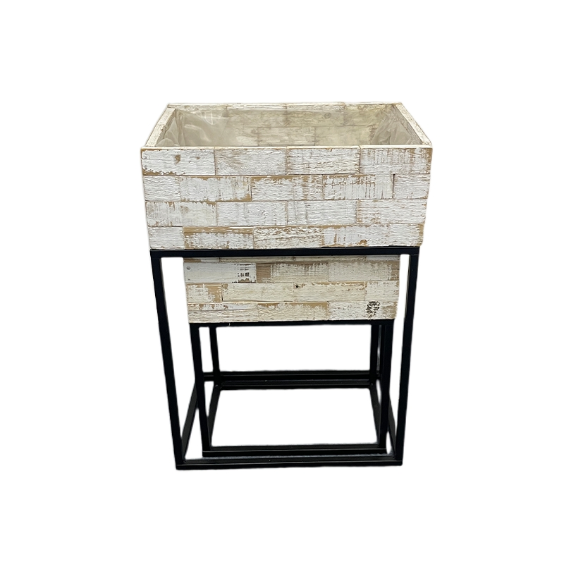 Popular Set of 2 Metal Wood Flower Stand Potted Holder Rack Plant Stand Plant Shelf for Garden and Home Decoration