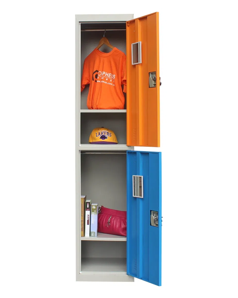 Affordable Durable Chinese Cheap 2 Tiers Metal Gym Staff Storage 2 Doors Wardrobe