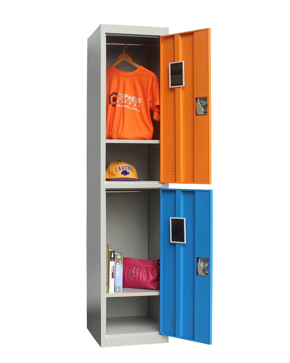 Affordable Durable Chinese Cheap 2 Tiers Metal Gym Staff Storage 2 Doors Wardrobe