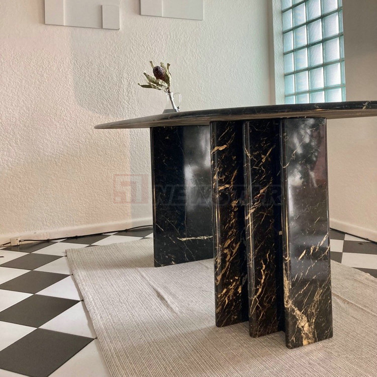 Chinese Marble Furniture Oval Round Marble Dining Table Luxury