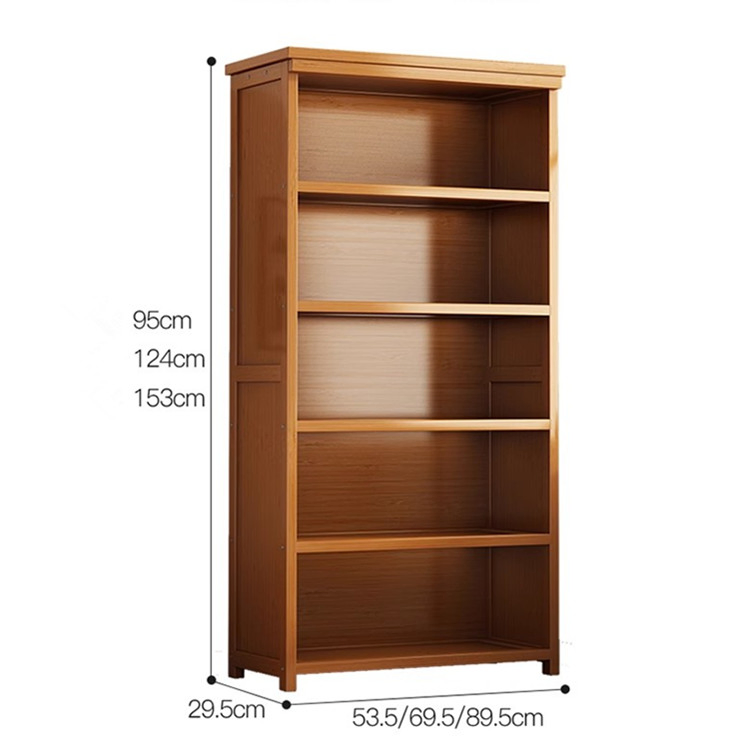 Modern Custom Wood Bookshelf 4 Shelf 1 Cabinet Round Chinese Bookcase