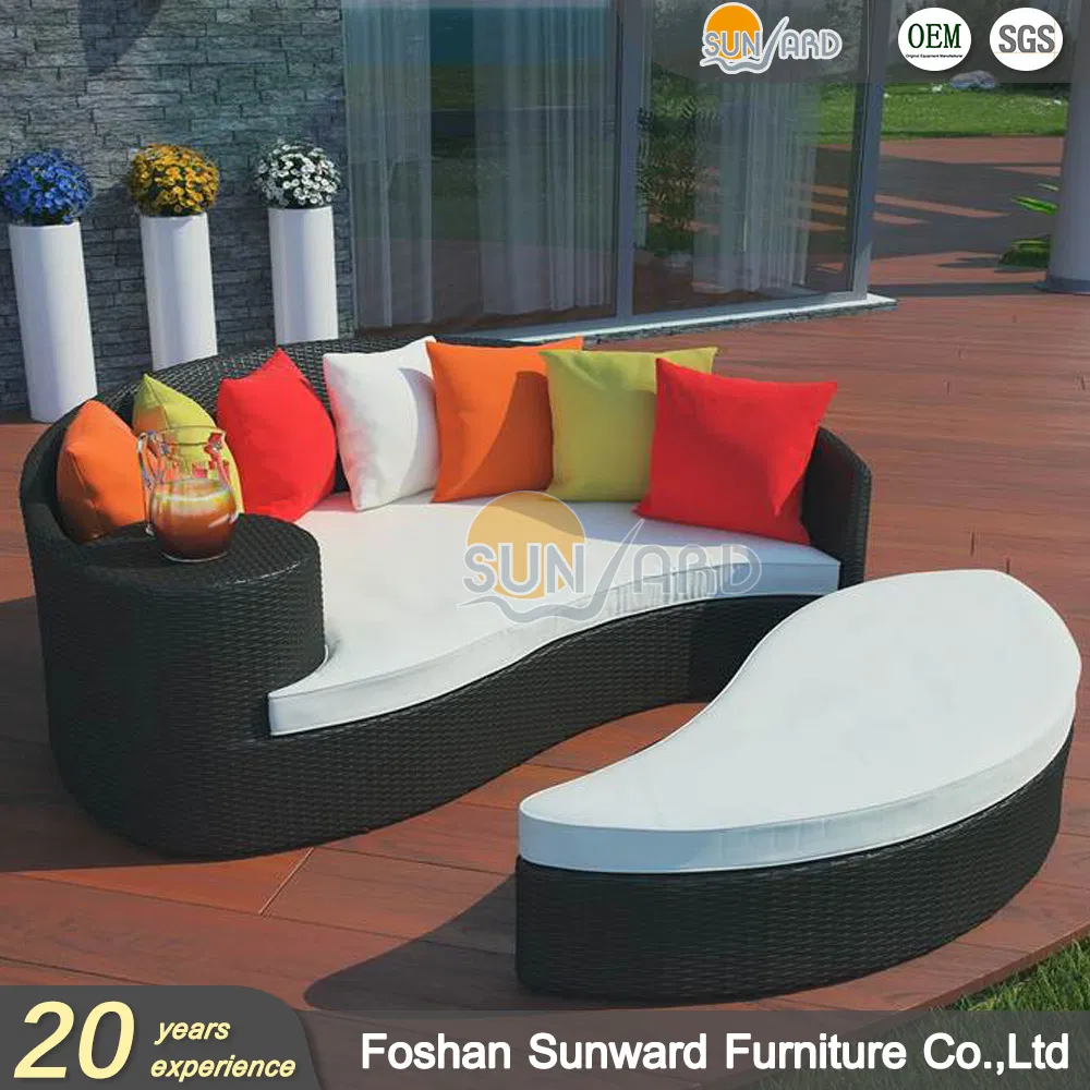 Outdoor UV Resistance Modern Chinese Customized Outdoor Garden Hotel Home Resort Villa Project Balcony Leisure Aluminum PE Wicker Furniture Sofa Daybed