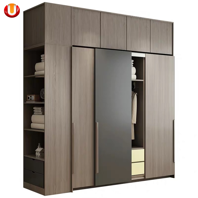 Chinese Home Hotel Furniture Bedroom Set Wardrobes Closet Wooden Almirah Designs with Sliding Door Wardrobe