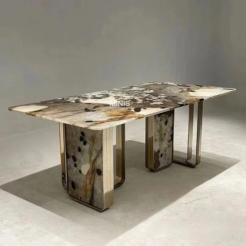 Rectangular Marble Gold Dining Table