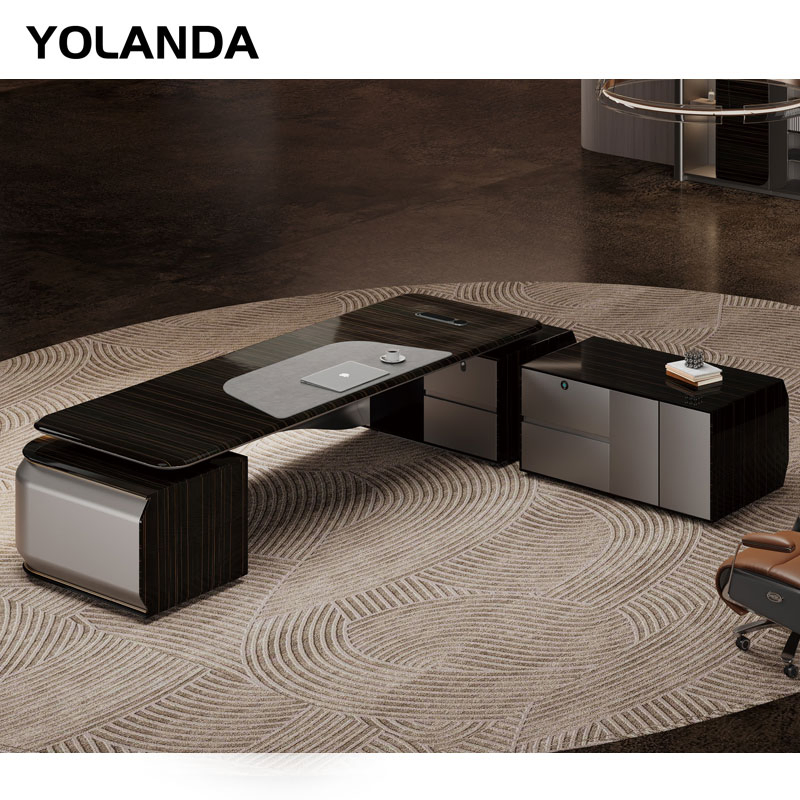 Yolanda Chinese Manufacturer Office Furniture Wooden Desk Melamine Faced Chipboard Luxury Wooden Executive Desks