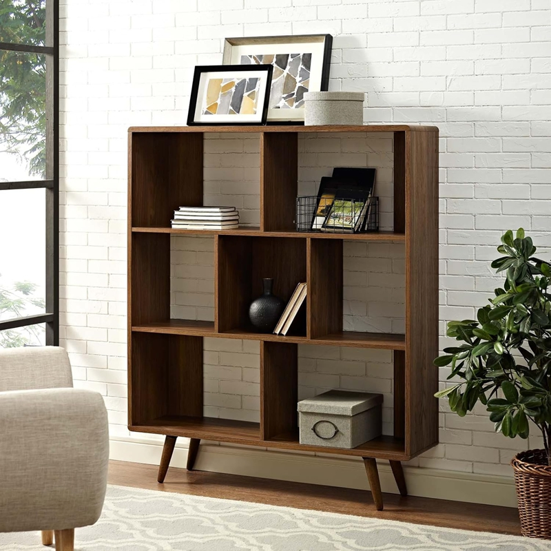 Modern Wooden Bookcase with Adjustable Shelves for Home Decor