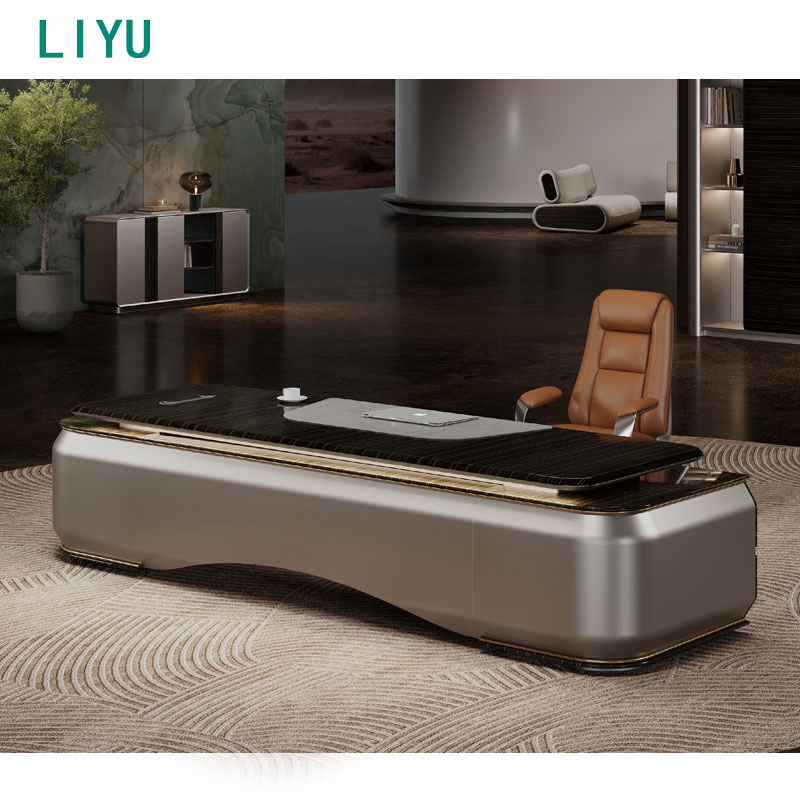 Liyu Chinese Manufacturer Office Furniture Wooden Desk Melamine Faced Chipboard Luxury Wooden Executive Desks