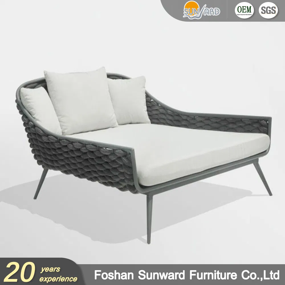 Customizable Beach Sunbed Garden Hotel Furniture Resort Villa Project Outdoor Modern Leisure Sofa Bed Polyester Belt Rope Daybed