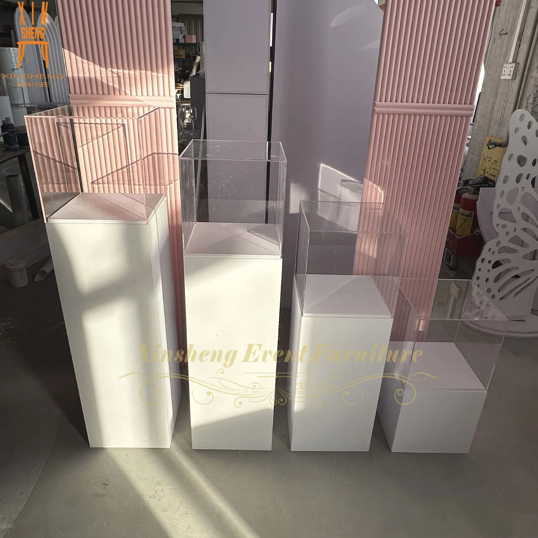 New Product Exhibition Floor-Standing Display Cabinets Base Display Square Acrylic Flower Stands