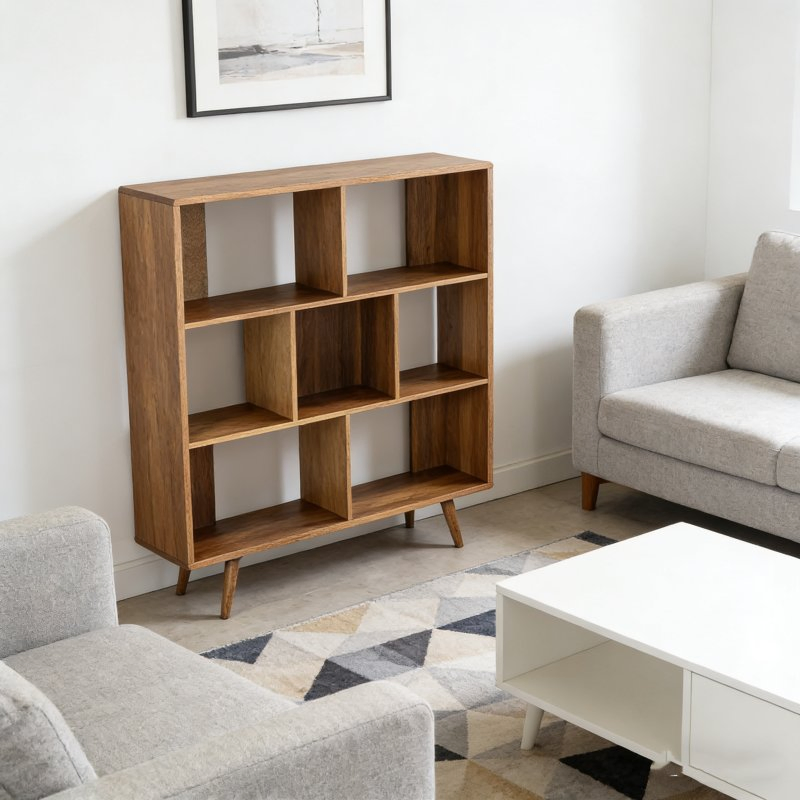 Modern Wooden Bookcase with Adjustable Shelves for Home Decor