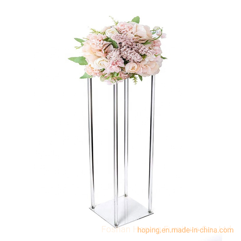 Hot Sale Factory Wholesale Wedding Square Acrylic Flower Stand Customized Transparent Custom Clear White Flower Cake Display Stand for Store