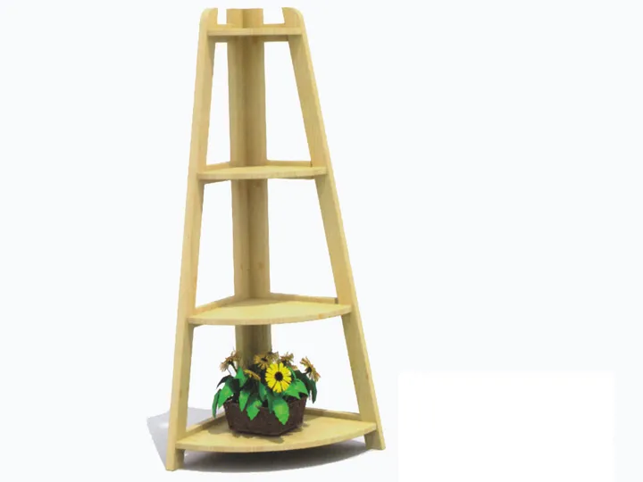 Wooden Plant Rack Flower Stand in Corner