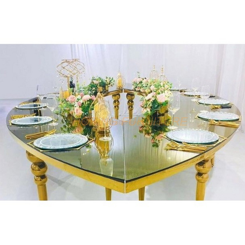 Middle East Modern Dining Furniture Wedding Luxury Rectangle Hotel Table Dining Table with Leather Chairs From Chinese Metal Furniture Factory Oblong Tables