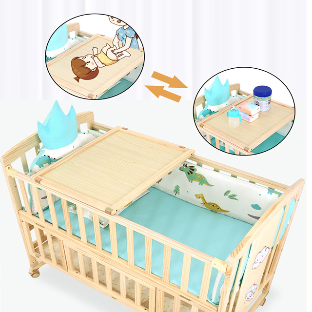 High Quality Wooden Baby Furniture Rocking Baby Crib Extendable Day Bed