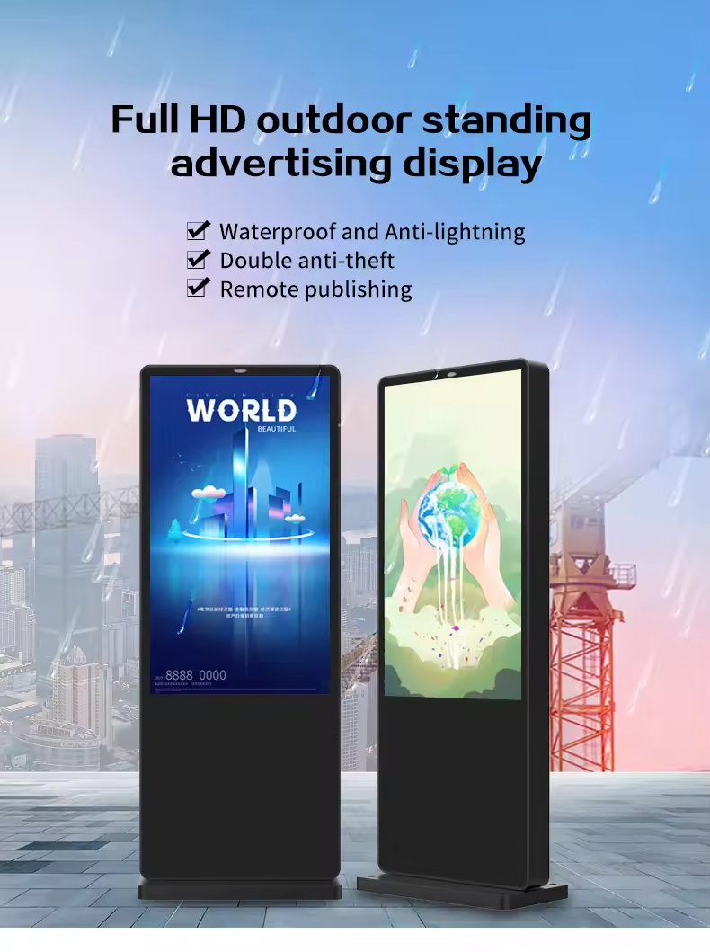 Outdoor Floor Standing LCD Display Advertising Digital Signage HD Dual Screen Totem