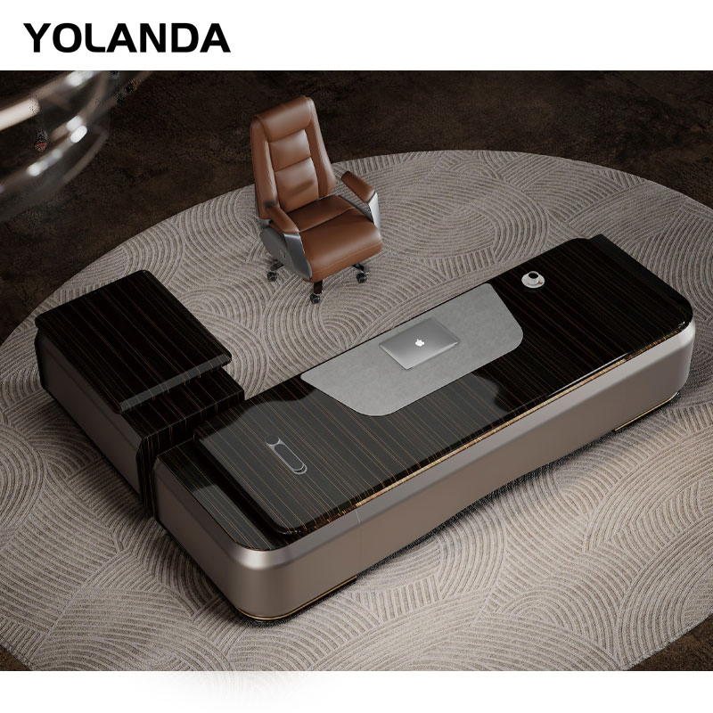 Yolanda Chinese Manufacturer Office Furniture Wooden Desk Melamine Faced Chipboard Luxury Wooden Executive Desks