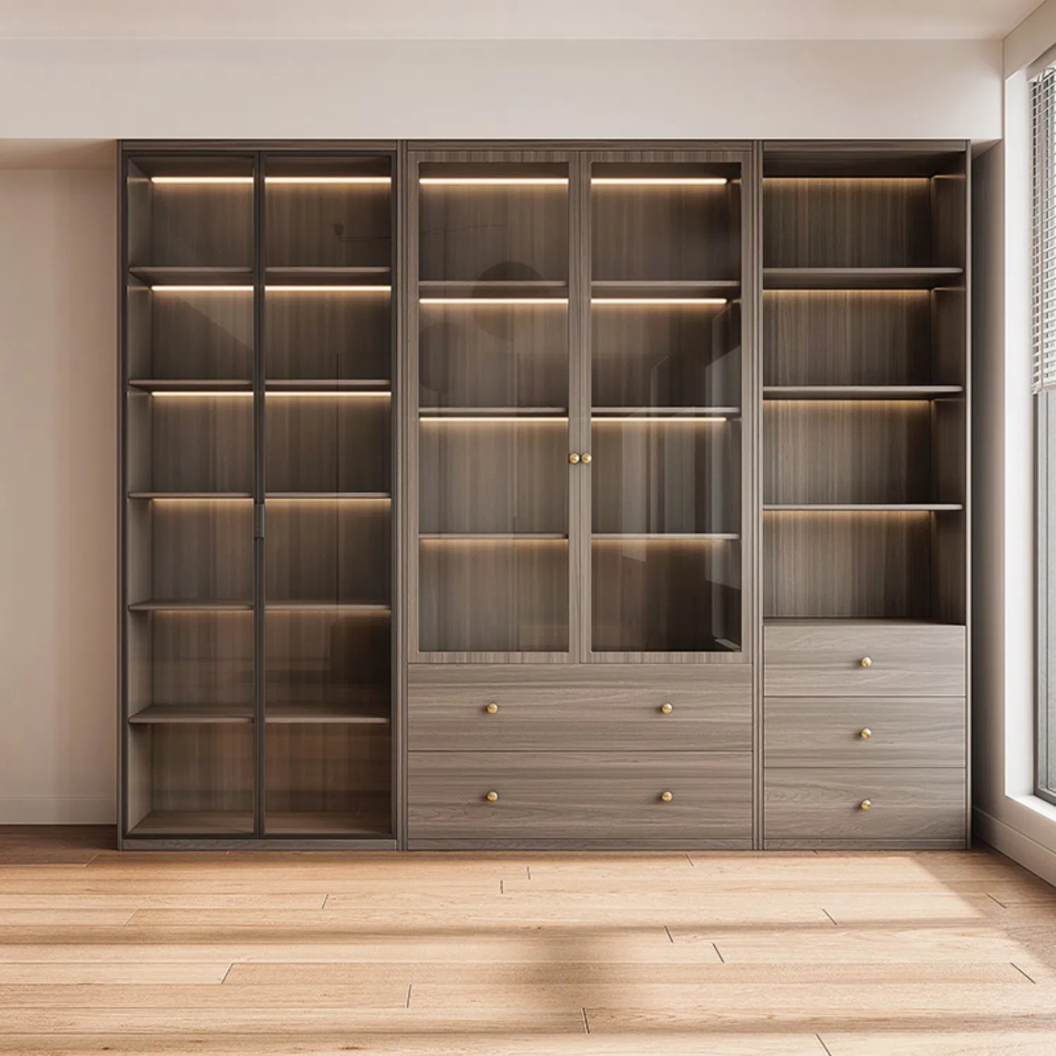 Wooden Bookcase Vintage Chinese Design -Solid Wood / Engineered Wood Options, Elegant Storage for Home &amp; Office Decor