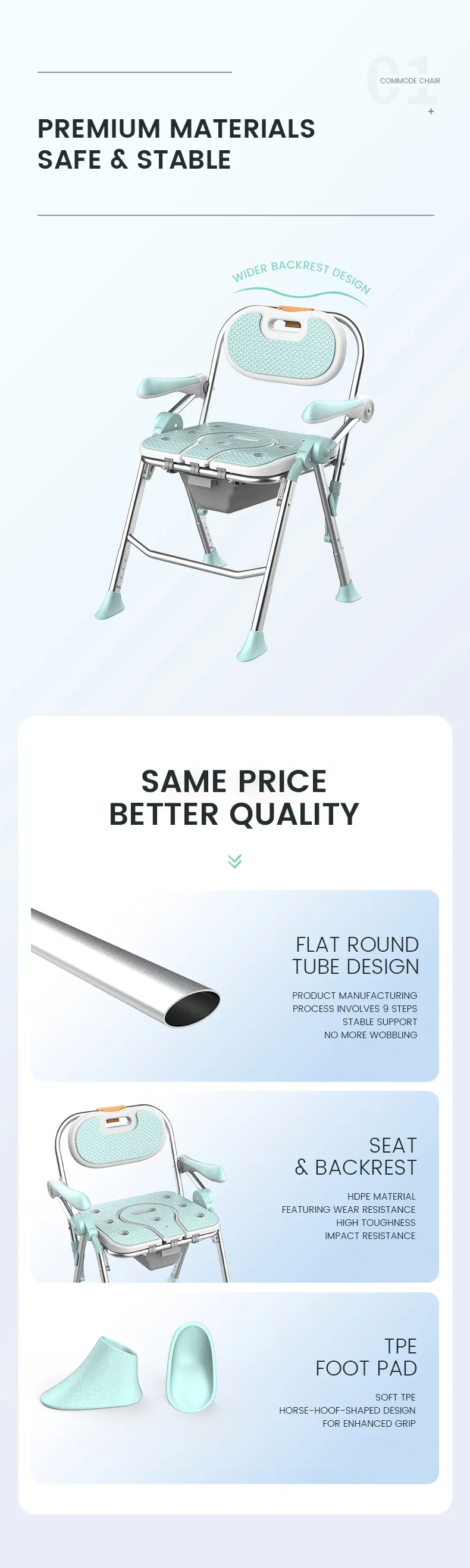 Foldable Shower Commode Chair View 3